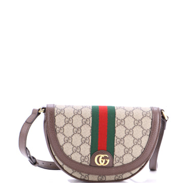 Ophidia Curved Flap Shoulder Bag GG Coated Canvas Mini