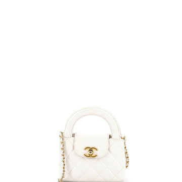 Kelly Top Handle Shopping Bag Quilted Shiny Aged Calfskin Nano