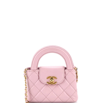 Kelly Top Handle Shopping Bag Quilted Shiny Aged Calfskin Nano