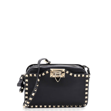 Rockstud Flip Lock Camera Crossbody Bag Leather