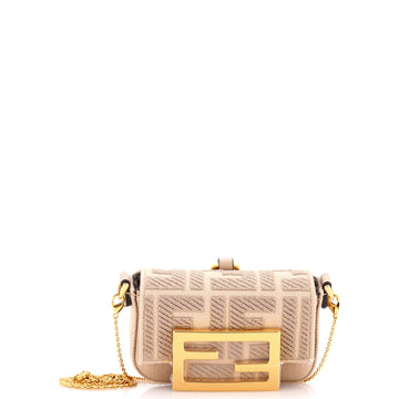Chain Baguette Charm Bag Zucca Embroidered Canvas Nano