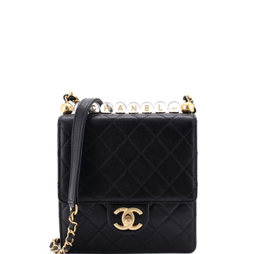 Chic Pearls Flap Bag Quilted Goatskin with Acrylic Beads Mini