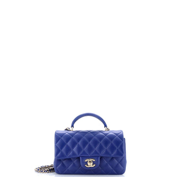 Classic Single Flap Top Handle Bag Quilted Lambskin Mini