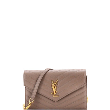 Classic Monogram Wallet on Chain Matelasse Chevron Leather Small