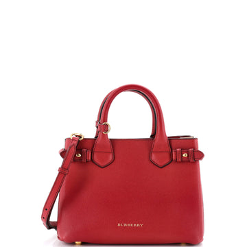Banner Tote Leather and House Check Canvas Small