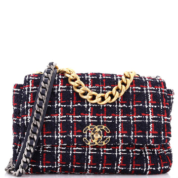 19 Flap Bag Quilted Tweed Large