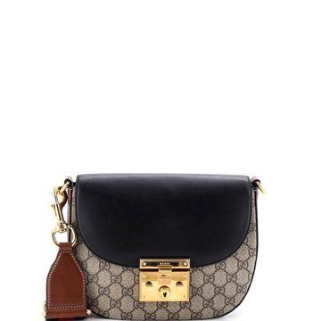 Padlock Saddle Shoulder Bag GG Coated Canvas and Leather Medium