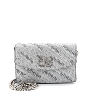 BB Chain Wallet Quilted Embroidered Glitter