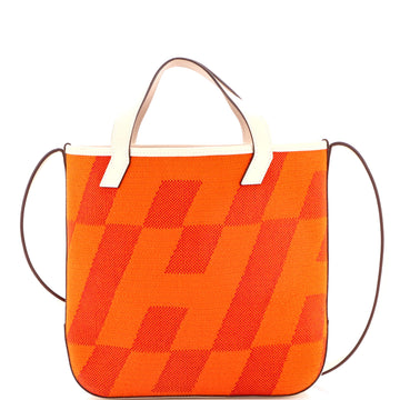 Cabas H en Biais Tote Canvas with Leather 27