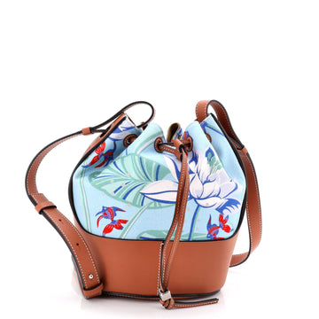 Paula's Ibiza Balloon Bucket Bag Printed Canvas and Leather Small
