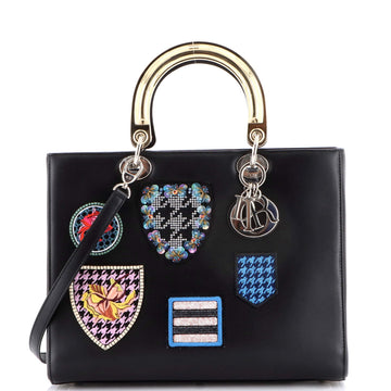 Lady Dior Bag Patch Embellished Leather Large
