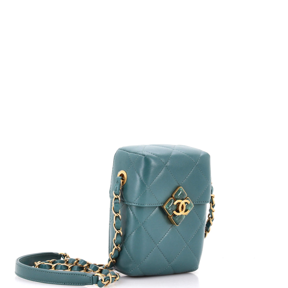 Diamond Lock CC Phone Holder Crossbody Bag Quilted Lambskin Mini