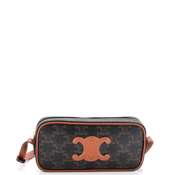 Cuir Triomphe Camera Shoulder Bag Triomphe Coated Canvas with Leather Small