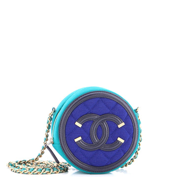 Filigree Round Clutch with Chain Quilted Jersey with Lambskin Mini