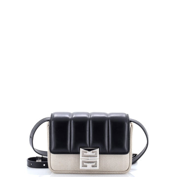 4G Shoulder Bag Padded Leather and Canvas Small