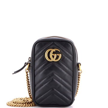 GG Marmont Vertical Phone Crossbody Bag Matelasse Leather Mini
