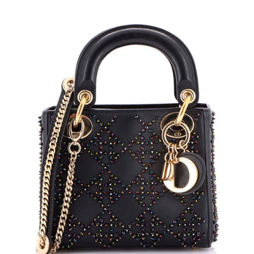 Lady Dior Chain Bag Crystal Embellished Cannage Quilt Leather Mini
