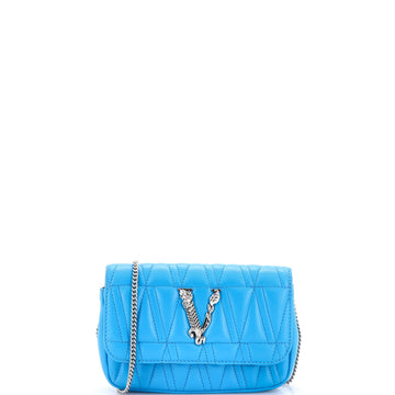 Virtus Chain Flap Shoulder Bag Quilted Leather Mini