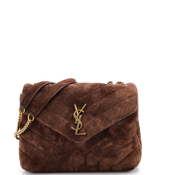 Loulou Shoulder Bag Matelasse Chevron Suede Small