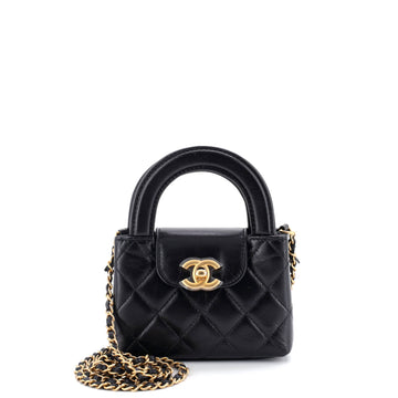 Kelly Top Handle Shopping Bag Quilted Shiny Aged Calfskin Nano