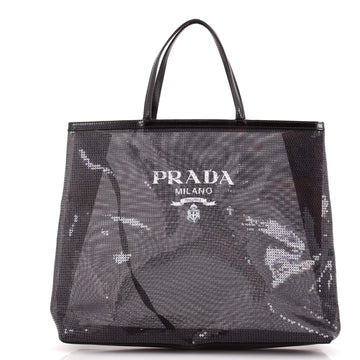 Logo Open Tote Sequined Mesh Large
