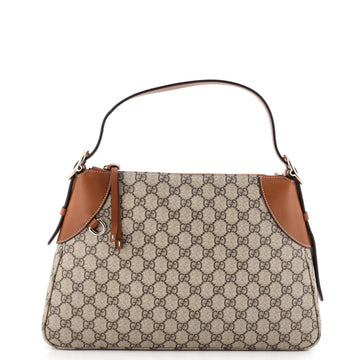 Emblem Shoulder Bag GG Coated Canvas with Leather Large