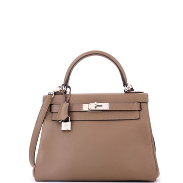Kelly Handbag Beige De Weimar Evercolor with Palladium Hardware 28