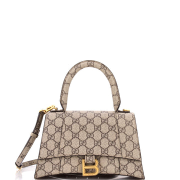 x Balenciaga The Hacker Project Hourglass Top Handle Bag GG Coated Canvas Small