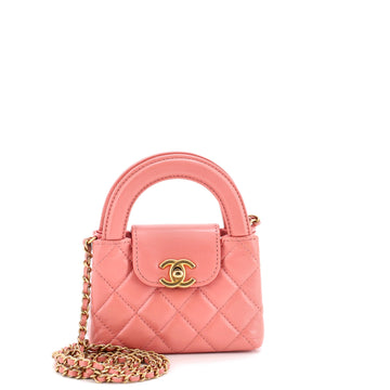 Kelly Top Handle Shopping Bag Quilted Shiny Aged Calfskin Nano
