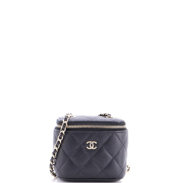 Classic Vanity Case with Chain Quilted Caviar Mini