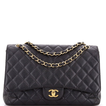 Classic Single Flap Bag Quilted Caviar Maxi