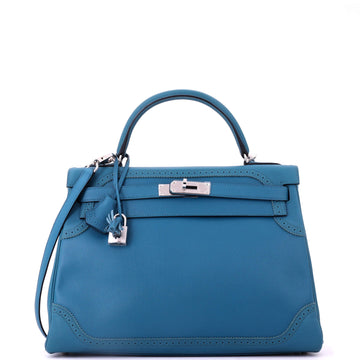 Kelly Ghillies Handbag Colvert Grain d'H and Swift with Palladium Hardware 32