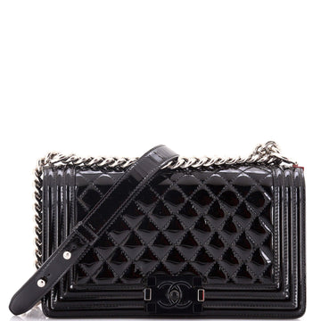 Boy Flap Bag Quilted Plexiglass Patent Old Medium