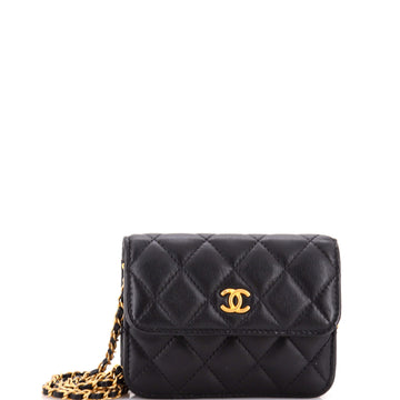 Pearl Crush Flap Clutch with Chain Quilted Lambskin Mini