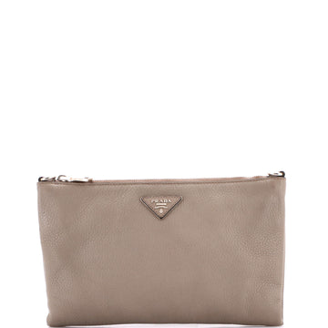 Flat Zip Crossbody Bag Vitello Daino Mini