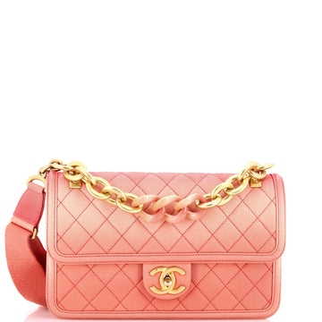Sunset On The Sea Flap Bag Quilted Caviar Medium