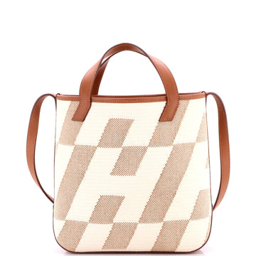 Cabas H en Biais Tote Canvas with Leather 27