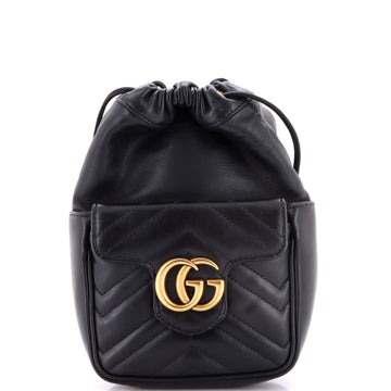 GG Marmont Front Pocket Bucket Bag Matelasse Leather Mini