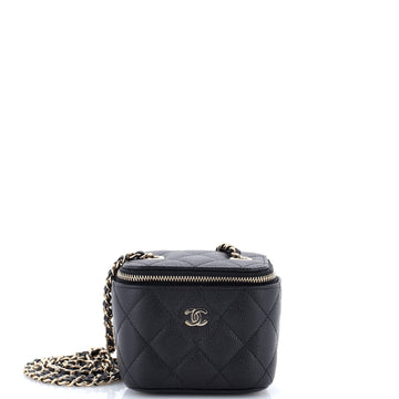 Classic Vanity Case with Chain Quilted Caviar Mini