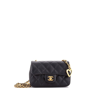 Heart Charms Flap Bag Quilted Lambskin Mini