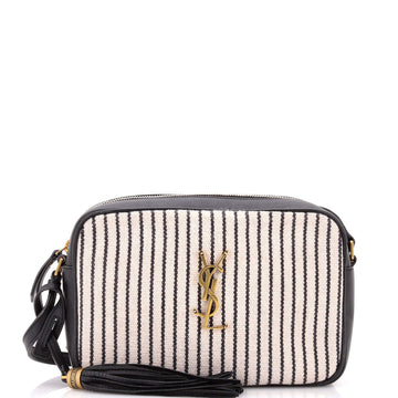 Lou Camera Bag Striped Canvas and Leather Small