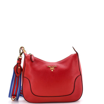 Striped Strap Zip Hobo Vitello Daino Medium