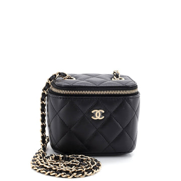 Classic Vanity Case with Chain Quilted Lambskin Mini