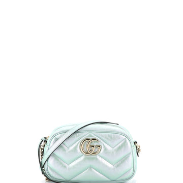 GG Marmont Shoulder Bag Chevron Iridescent Leather Small