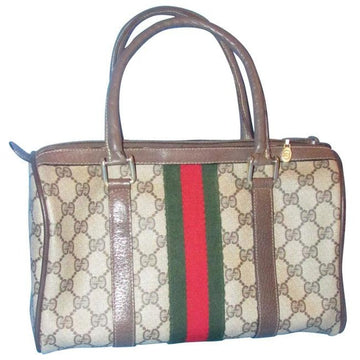 Gucci Boston Bag Guccissima Print Coated And Leather Brown  Gg Canvas Satchel
