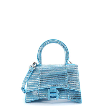 Hourglass Top Handle Bag Suede with Crystals XS