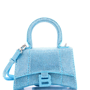 Hourglass Top Handle Bag Suede with Crystals XS