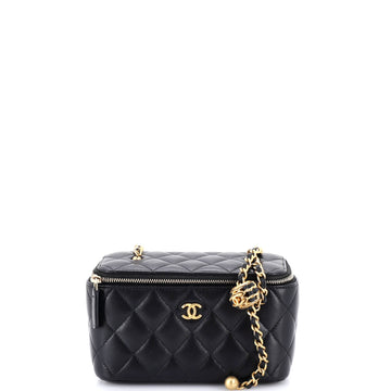 Pearl Crush Vanity Case with Chain Quilted Lambskin Small