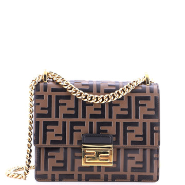 Kan U Shoulder Bag Zucca Embossed Leather Small