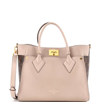On My Side Tote Leather with Monogram Canvas MM